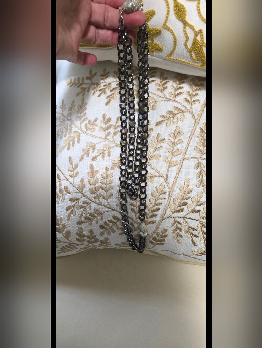 Katia Designs Gunmetal Chain Necklace with Crystal Pendant - Black - Picture 5 of 5